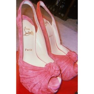 Christian Louboutins Size 6 Womens Suede Pink Red Bottom Platform Heels